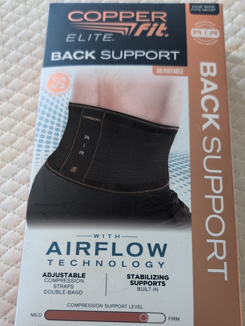 Copper Fit Elite Black Back Support with Airflow